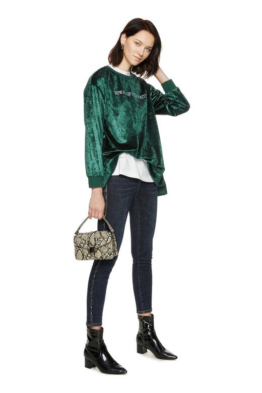 HAYES 字母刺绣绿色绒面卫衣 8146 商品图1