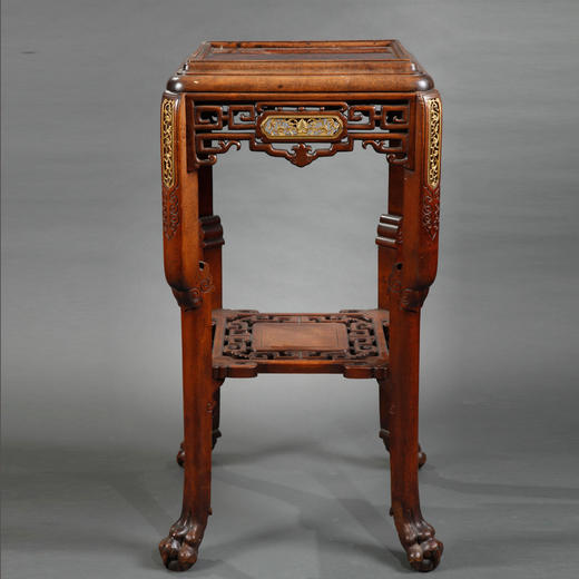 独角鹿西洋古董家具法国维亚多风格木嵌鎏金大理石桌面茶桌茶台 商品图2