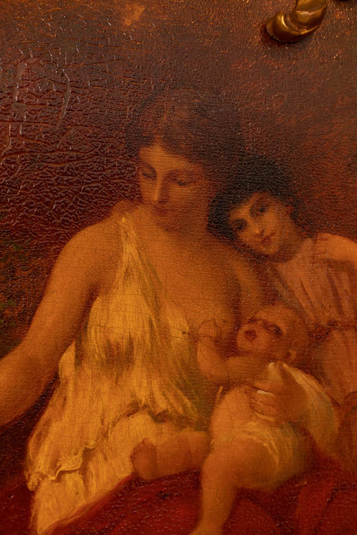 独角鹿西洋古董洛可可风格鎏金马丁漆古典少女与小天使三叶屏风 商品图4