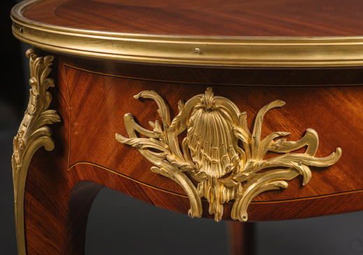 独角鹿西洋古董家具林克François Linke镀金青铜细木镶嵌书桌 商品图4