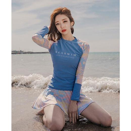 泳衣女分体运动风裙式长袖防晒学生游泳课韩国遮肚显瘦温泉游泳装 商品图3
