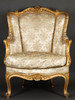 独角鹿西洋古董家具拿破仑三世时期木鎏金装饰提花缎面沙发扶手椅 商品缩略图0