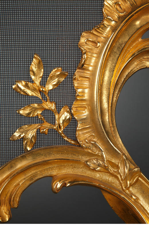 独角鹿西洋古董法国拿破仑三世时期胜利火炬精雕铜鎏金壁炉屏风 商品图4