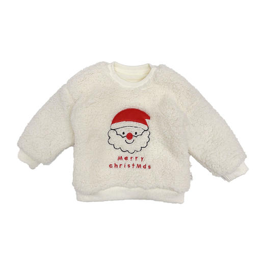 【宝宝圣诞卫衣】2岁女童毛毛卫衣加绒加厚 圣诞节圣诞老人韩版儿童圆领长袖卫衣 商品图4