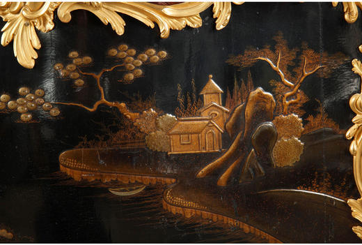 独角鹿西洋古董家具洛可可风铜鎏金大理石黑漆描金橡木三角柜边柜 商品图1