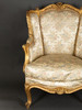 独角鹿西洋古董家具拿破仑三世时期木鎏金装饰提花缎面沙发扶手椅 商品缩略图4