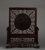 独角鹿西洋古董摆件中国黑黄檀木镂空雕刻嵌人物故事彩瓷插屏风 商品缩略图3