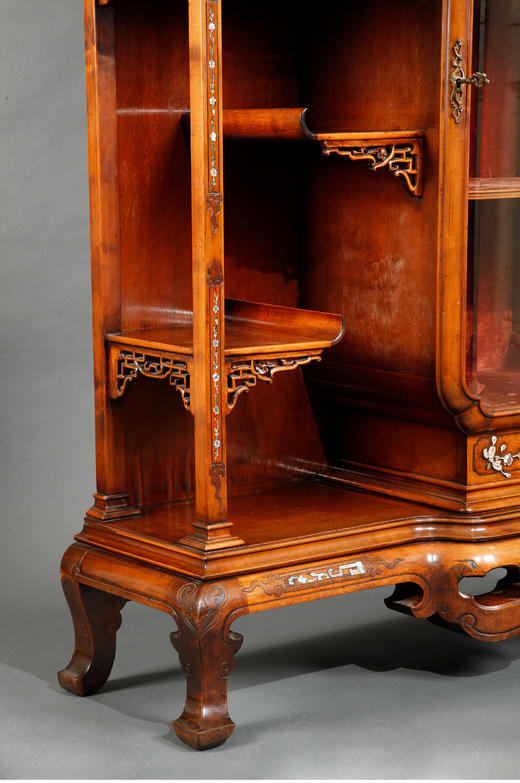 独角鹿西洋古董家具法国精雕镶嵌母贝东方主义风格榉木玻璃展柜 商品图3