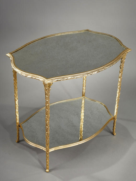 独角鹿西洋古董家具Baguès铜鎏金桌脚月桂树花环烟熏双镜边桌子 商品图3