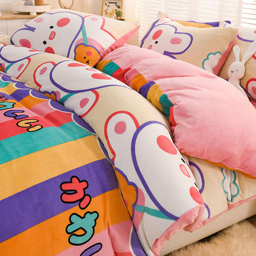 冬季加厚绒四件套加绒保暖珊瑚绒被套法兰绒床单被罩床上用品exo9 商品图3