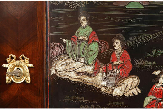 独角鹿西洋古董家具铜鎏金饰大理石款彩漆雕东方风格橡木橱柜斗柜 商品图1