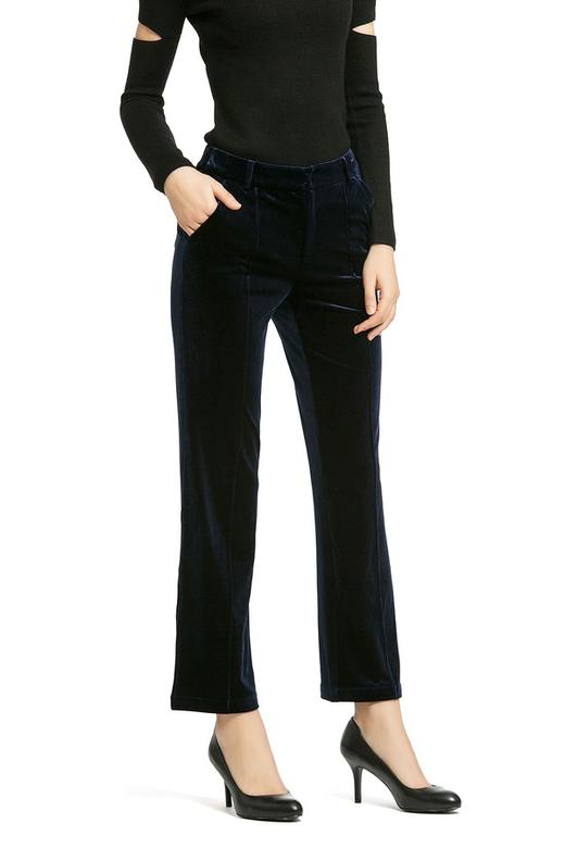 Eifini伊芙丽 藏蓝色灯芯绒喇叭裤 405 商品图2