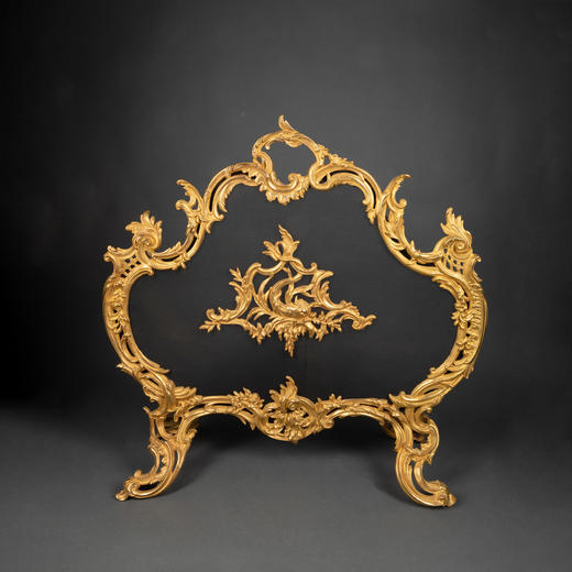 独角鹿西洋古董拿破仑三世时法国路易十五风格茛苕铜鎏金壁炉屏风 商品图0