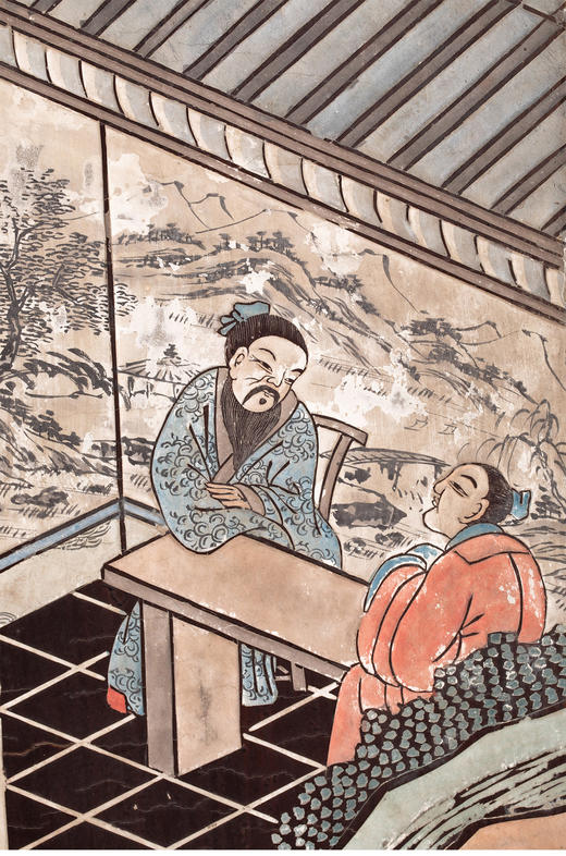 独角鹿西洋古董19世纪初中国众仙祝寿主题黑地款彩雕漆八曲屏风 商品图2