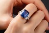 独角鹿西洋古董首饰珠宝18k金镶嵌斯里兰卡无烧蓝宝石钻石戒指 商品缩略图1