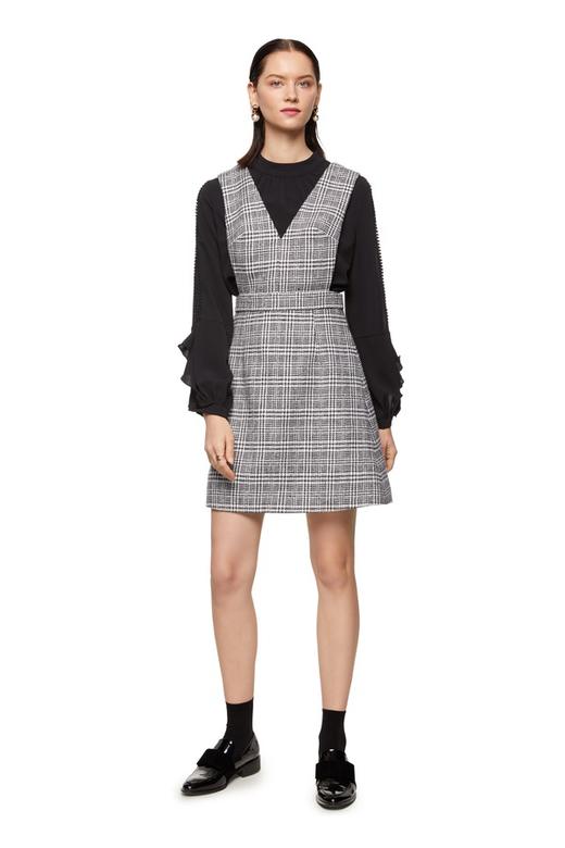 Le Malene 灰色经典千鸟格背带裙 8303 商品图0