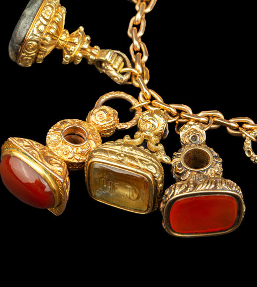 独角鹿西洋古董珠宝首饰1920年代英国/法国出品k金印章手链 商品图2