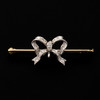 独角鹿西洋古董珠宝首饰1900年代黄金白金镶嵌钻石蝴蝶结胸针 商品缩略图0