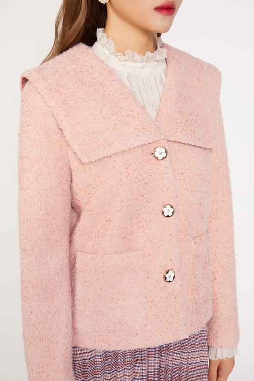 amadella 粉色大翻领粗花呢短款外套 10044 商品图3