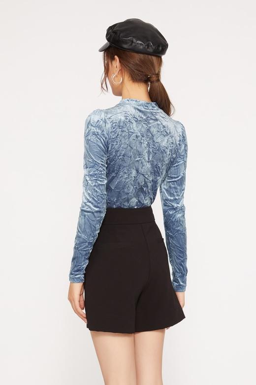 Le Malene 蓝色半高领丝绒上衣 10018 商品图2