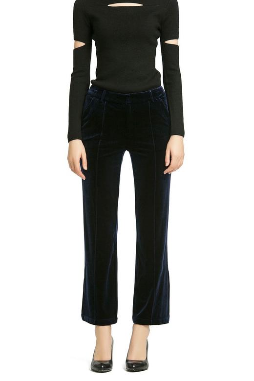 Eifini伊芙丽 藏蓝色灯芯绒喇叭裤 405 商品图0