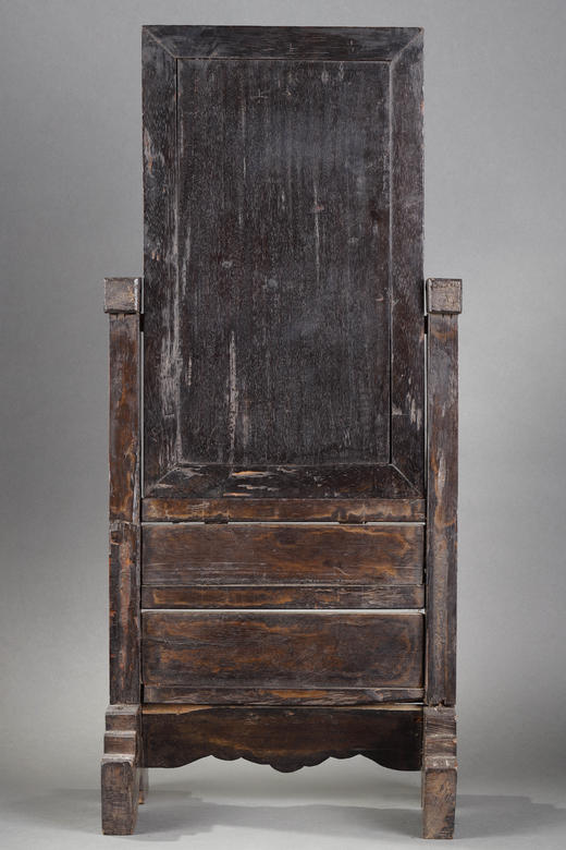 独角鹿西洋古董摆件19世纪中国出品南方木制镶嵌母贝桌屏插屏屏风 商品图3