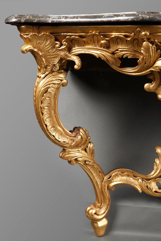 独角鹿西洋古董家具路易十五风格木质鎏金大理石桌面边桌玄关桌 商品图3