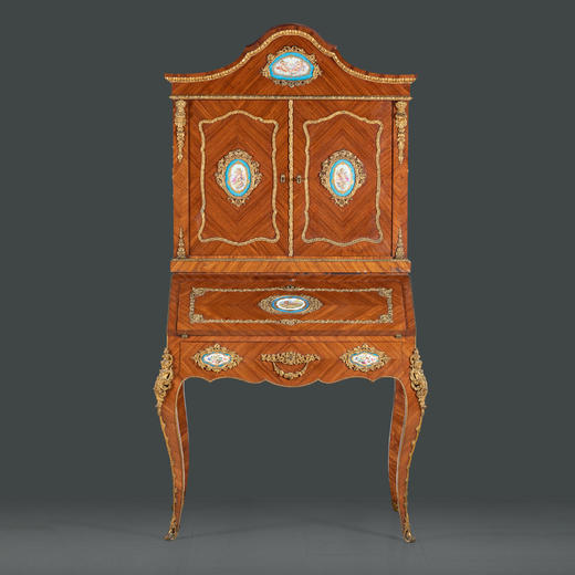 独角鹿西洋古董家具小天使主题铜鎏金手绘瓷面画木质写字台办公桌 商品图0