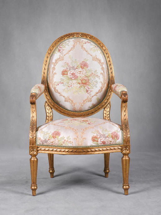 【已售】国内现货独角鹿西洋古董家具法国路易十六风实木鎏金扶手椅一对 商品图2