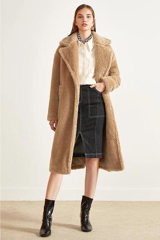 Eifini伊芙丽 卡其色韩版颗粒绒毛呢大衣 10163 商品图2