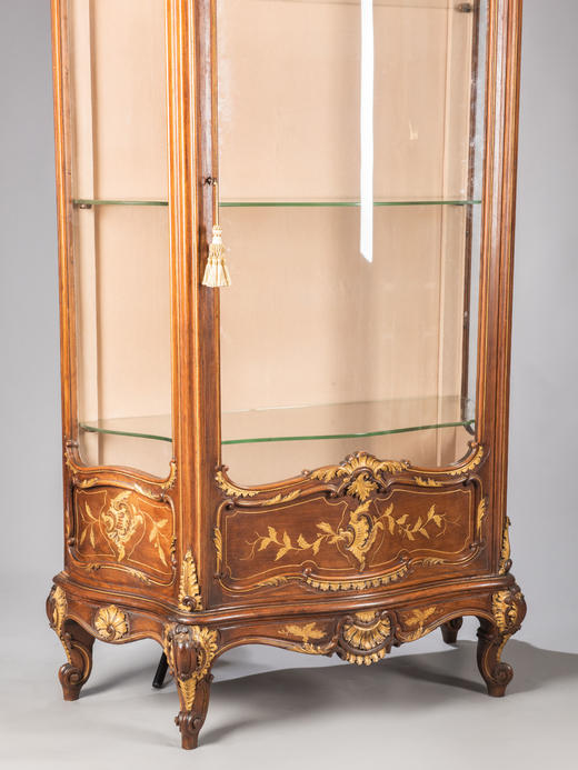 国内现货独角鹿西洋古董家具法国洛可可风格胡桃木雕刻描金展示柜 商品图4