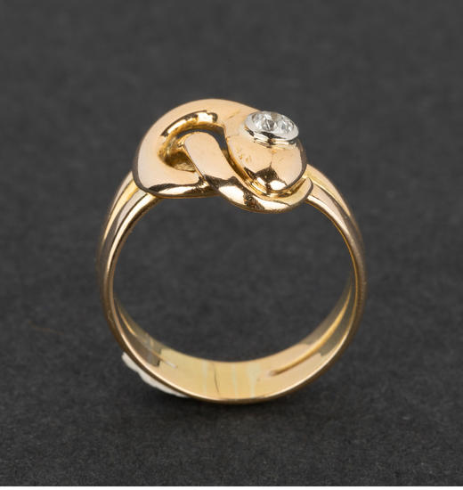 独角鹿西洋古董珠宝首饰19世纪后半期欧洲18K金镶嵌钻石蛇形戒指 商品图3