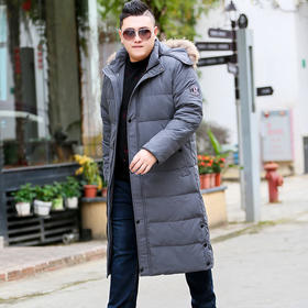 【2天发货】超大码400斤【新款DAL】大依优型新款男士羽绒服长款过膝加肥加大码胖子冬外套男特大号保暖