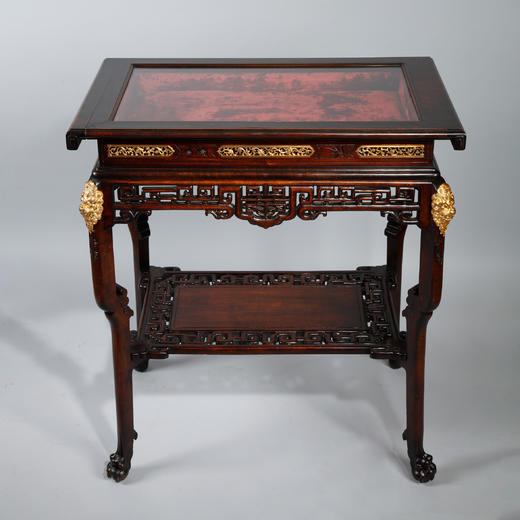 独角鹿西洋古董家具法国出品东方风格玻璃展示柜展示方桌 商品图0