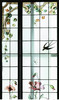 独角鹿西洋古董法国新艺术时期燕雀鸢尾水岸春绘玻璃花窗四件 商品缩略图1