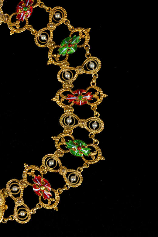 独角鹿西洋古董珠宝首饰1870年代英国紫水晶钻石珍珠珐琅黄金项链 商品图3