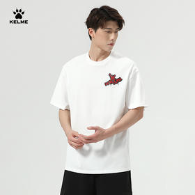 卡尔美运动短袖男篮球运动人物字母LOGO印花圆领宽松套头衫