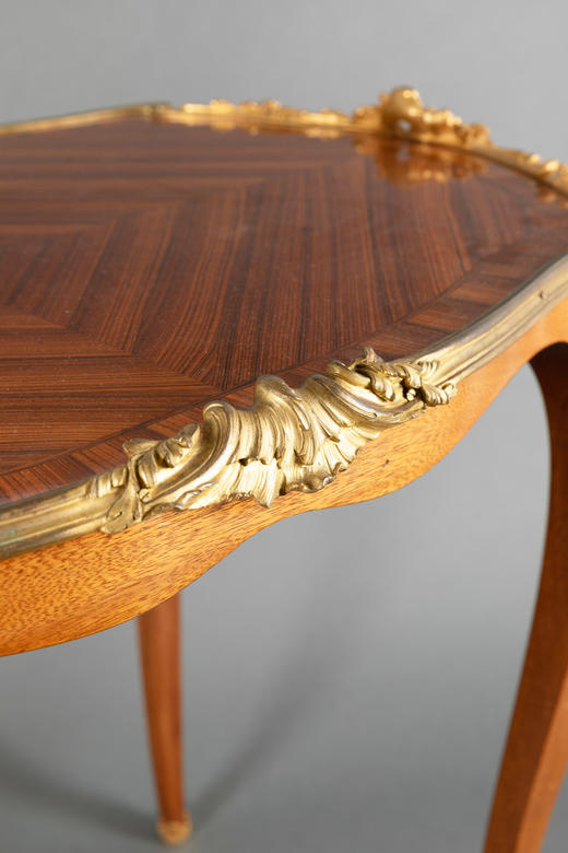 独角鹿西洋古董家具艺术家Paul Sormani铜鎏金细木镶嵌四足茶桌 商品图4