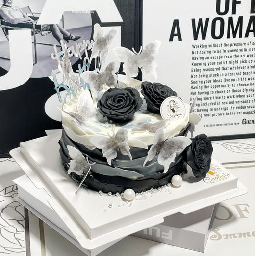 【1237】黑色翻糖玫瑰 商品图0