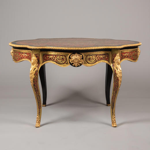 国内现货独角鹿西洋古董家具布勒工艺镶嵌珍贵材质铜鎏金书桌茶几 商品图0