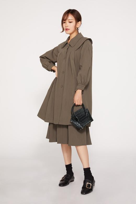 LNNNS 复古茶色V领连衣裙 10096 商品图2