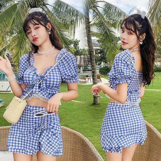 小清新游泳衣现货新款ins风显瘦遮肉分体裙式温泉女士泳装028209 商品图1