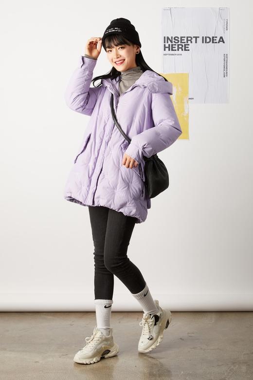 ELLA JADE 星座刺绣紫色连帽羽绒服 8454 商品图0