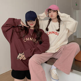 【百搭潮流时尚秋装卫衣】跨境卫衣女韩版宽松印花秋季新款中长款百搭BF原宿风蓝色上衣潮