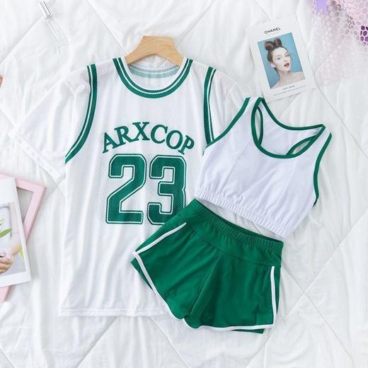 学生上课游泳衣女分体三件套少女保守遮肚显瘦宽松泡温泉初中生装 商品图1