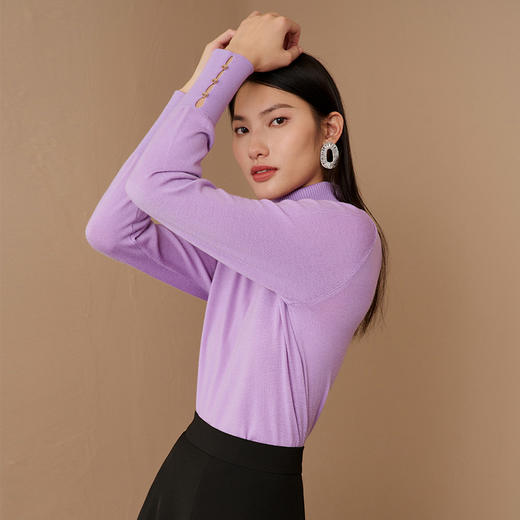 EITIE爱特爱秋季新款100%绵羊毛高领宽松舒适套头针织衫纯色基础款毛衣C2201010 商品图6