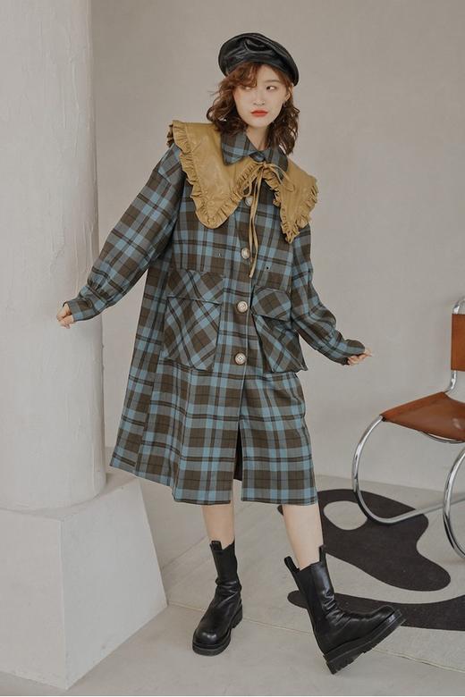 amadella 格纹披肩两穿外套 10204【不含腰带、皮质衣领】 商品图2