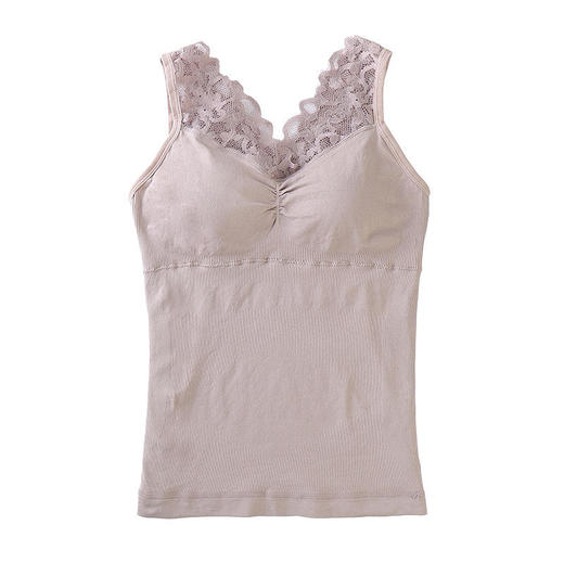 冬季新款1931保暖背心加绒加厚双层蕾丝美背无缝V领大码马甲打底 商品图4