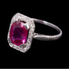独角鹿西洋古董珠宝首饰法国出品铂金镶嵌缅甸无烧红宝石钻石戒指 商品缩略图1