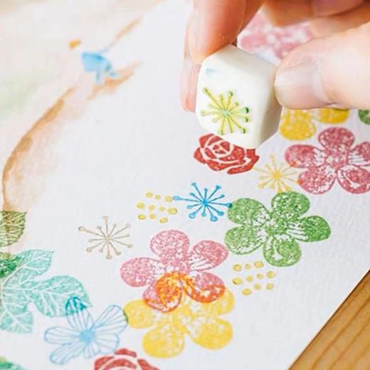 日本Shachihata旗牌油性颜料色模样和风手账印台全24色女生治愈系印油印泥盒学生DIY手工日记本彩色印台 商品图2